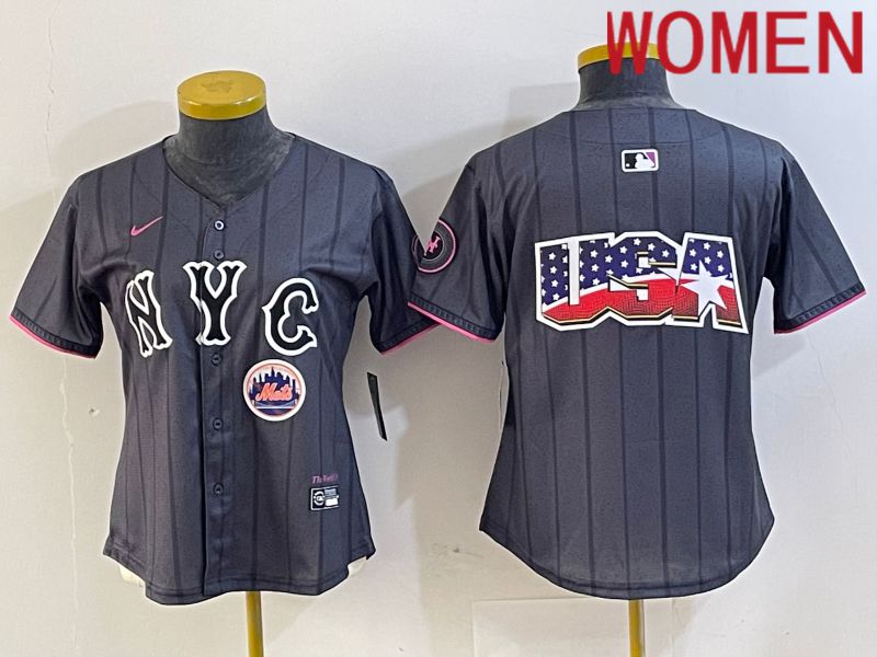 Women New York Mets Blank Black City Edition 2024 Nike MLB Jersey style 4->women mlb jersey->Women Jersey